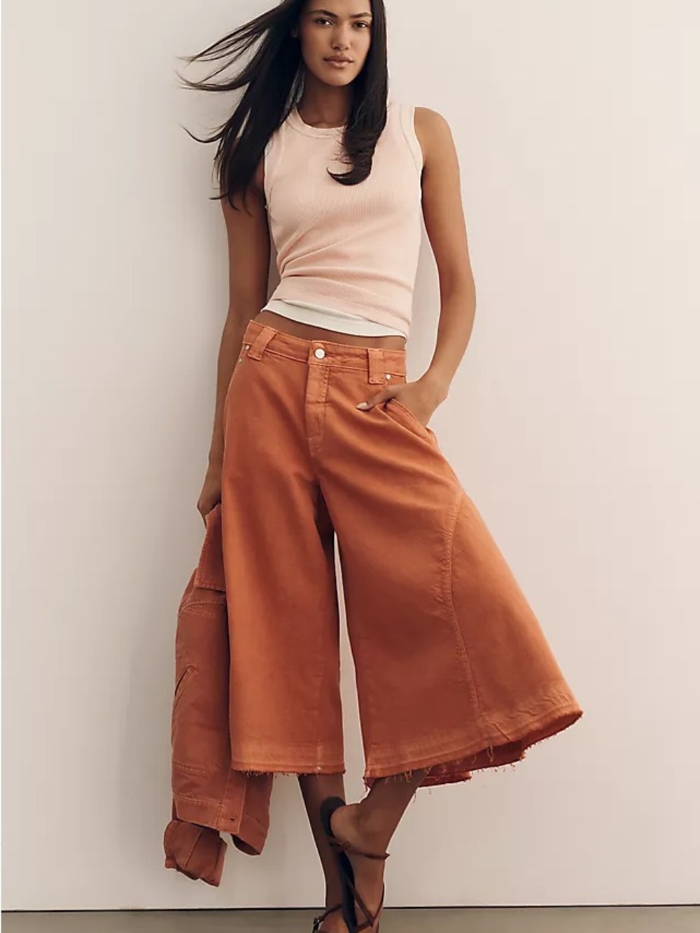 Anthropologie Pilcro Regenerative Cotton Circle Crop High-Rise Culotte Jeans NWT